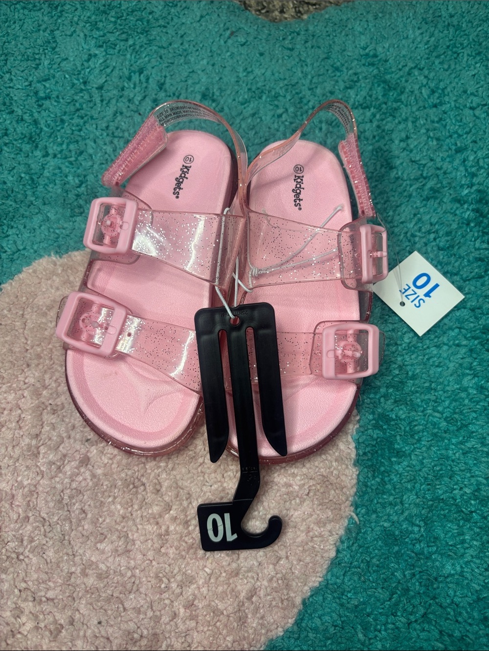 Kids' Pink Jelly Sandals with Adjustable Buckles - Size 10